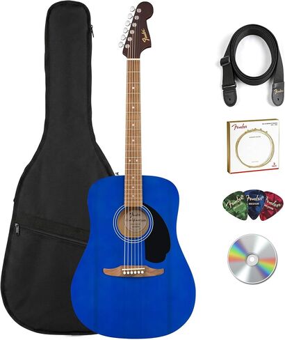 Fender California Redondo Acoustic Guitar - White Bundle with Gig Bag, Strap, Strings, Picks, and Austin Bazaar Instructional Video in Kuwait