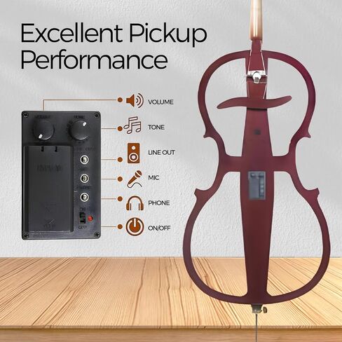 Electric Cello 4/4 Full Size Ebony Fittings with Lightweight Cello Bag, Headphones, Bow, Bridge, Rosin, Cello for Beginners Adults(Metallic Black) (Metallic Red Peach Heart -Cellos) in Saudi Arabia