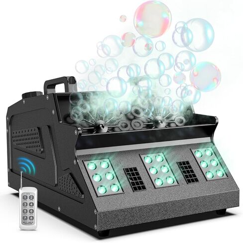 2000W Fog Bubble Machine, 3 in 1 Bubble Machine with 2 Bubble Fans,7 CH 18 RGB LED Lights Smoke Bubble All IN 1 Machine, Fog Machine Stage Effect for Party, Wedding, Halloween, 1 PACK in Kuwait