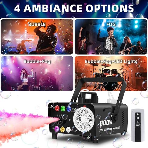Fog Bubble Machine 800W 2-in-1 Bubble Fog with RGB Lights & Remote Control, Smoke Bubble Maker, Halloween Bubble Fog Machine for Parties,Birthdays, Stage Effects, Indoor Outdoor Events | Halloween Bubble Fog Machine for Parties,Birthdays, Stage Effects, I in Saudi Arabia