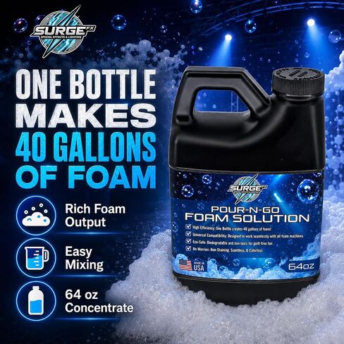 SurgeFX Foam Party Machine Solution – Makes Up to 40 Gallons of Water – Ultra Concentrated, Non-Toxic & Hypoallergenic – Compatible with All Foam Machines for Parties & Events (40 Gallons of water) in Saudi Arabia
