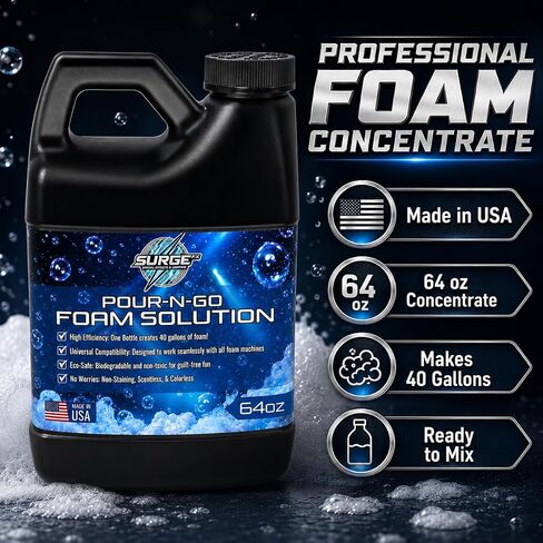 SurgeFX Foam Party Machine Solution – Makes Up to 40 Gallons of Water – Ultra Concentrated, Non-Toxic & Hypoallergenic – Compatible with All Foam Machines for Parties & Events (40 Gallons of water) in Saudi Arabia