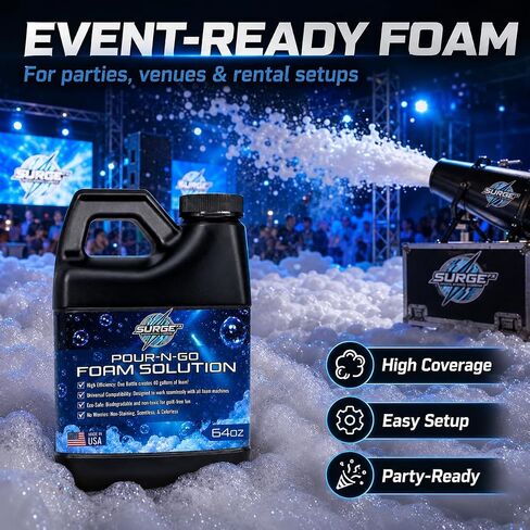 SurgeFX Foam Party Machine Solution – Makes Up to 40 Gallons of Water – Ultra Concentrated, Non-Toxic & Hypoallergenic – Compatible with All Foam Machines for Parties & Events (40 Gallons of water) in Saudi Arabia