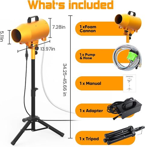 Foam Machine for Foam Party, 3–5m Spray Distance Foam Cannon, Iron Barrel Body, Waterproof Control Box, Water Pump, 4-Position Adjustable Tripod Stand, AC110V Outdoor Foam Maker in Saudi Arabia