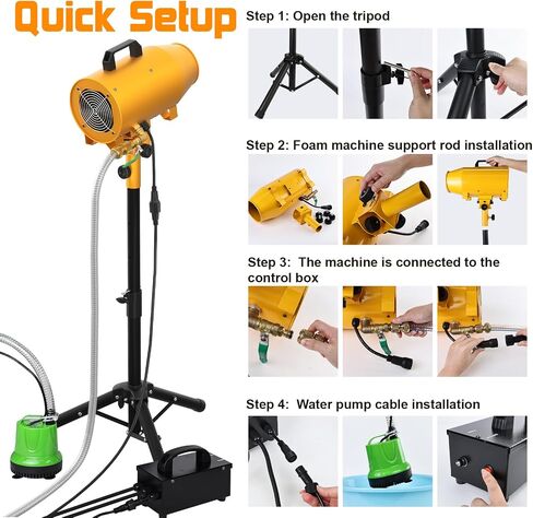 Foam Machine for Foam Party, 3–5m Spray Distance Foam Cannon, Iron Barrel Body, Waterproof Control Box, Water Pump, 4-Position Adjustable Tripod Stand, AC110V Outdoor Foam Maker in Saudi Arabia