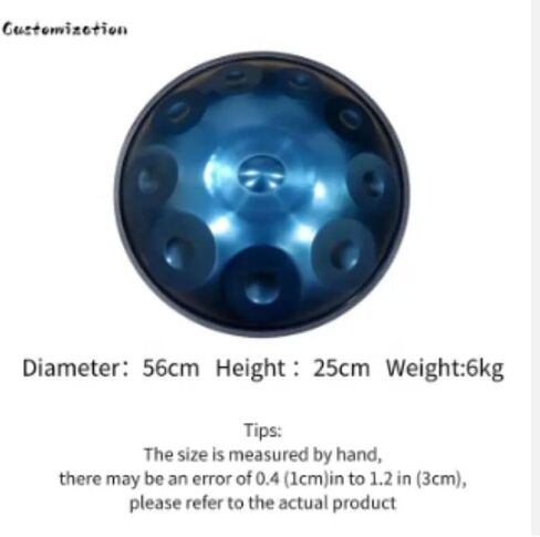 Vibrant Electroplated Blue 22 Inch 10-Note D Minor Handpan Drum, Premium Stainless Steel 440HZ Tuned Hand Drum for Yoga Meditation, Sound Therapy & Music Gift with Carry Bag, Mallets and Stand in Kuwait