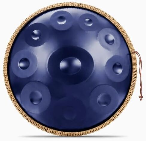 Vibrant Electroplated Blue 22 Inch 10-Note D Minor Handpan Drum, Premium Stainless Steel 440HZ Tuned Hand Drum for Yoga Meditation, Sound Therapy & Music Gift with Carry Bag, Mallets and Stand in Kuwait