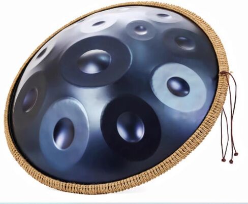 Vibrant Electroplated Blue 22 Inch 10-Note D Minor Handpan Drum, Premium Stainless Steel 440HZ Tuned Hand Drum for Yoga Meditation, Sound Therapy & Music Gift with Carry Bag, Mallets and Stand in Kuwait
