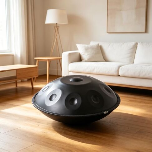 18 بوصة 9 ملاحظات Kurd D Minor Black Handpan Drum، أداة قرع من الفولاذ المقاوم للصدأ 440 هرتز مع ملحقات كاملة كاملة in Kuwait