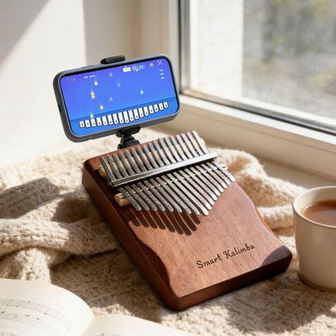 Smart Kalimba 17-Key Thumb Piano with App-Guided Learning Solid Wood Body Built-In Phone Holder in Kuwait