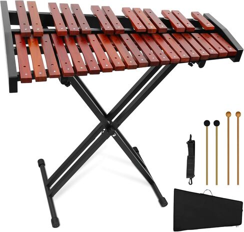 Marimba Xylophone Professional - 25/32/37 مفتاح للموسيقيين البالغين، مجموعة كاملة مع مطارق، حامل قابل للتعديل وحقيبة محمولة للتمرين والأداء والسفر (37) in Kuwait