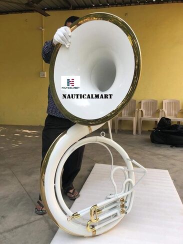 Brass Sousaphone Bb Big Bell Tubas | White Brass Includes Carry Bag & Mouthpiece | Handmade Musical Instrument Gift For Marching Bands in Kuwait
