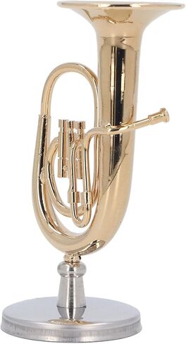ANGGREK Miniature Tuba Model, Gold Plated Stainless Tuba Model Toy with Base for Office in Kuwait