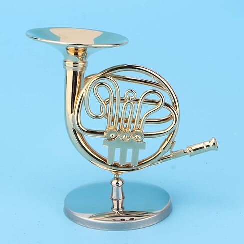 Miniature French Horn Ornament – GoldPlated Brass Horn Model with Display Base in Kuwait