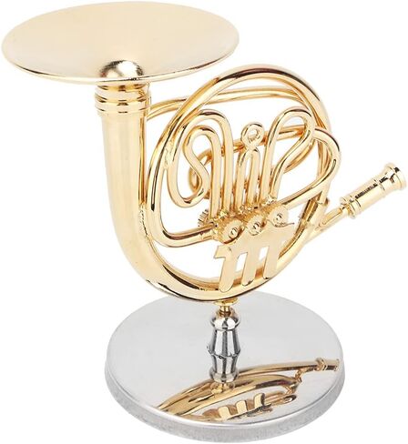 Miniature French Horn Ornament – GoldPlated Brass Horn Model with Display Base in Kuwait