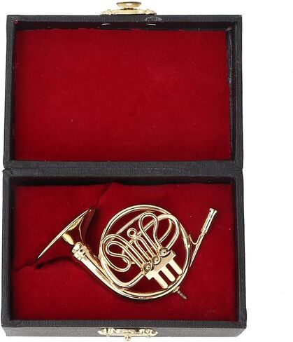Miniature French Horn Ornament – GoldPlated Brass Horn Model with Display Base in Kuwait