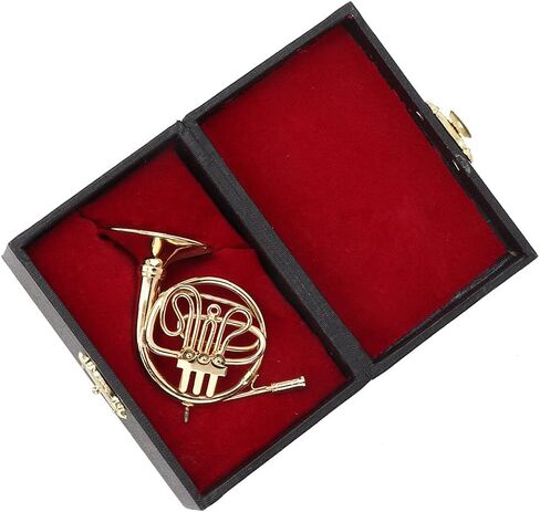 Miniature French Horn Ornament – GoldPlated Brass Horn Model with Display Base in Kuwait