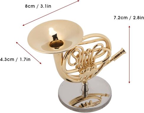 Miniature French Horn, Brass Gold Plated Replica with Stand, Detailed Instrument Model for Christmas Gifts, Home and Music Room Decor in Kuwait
