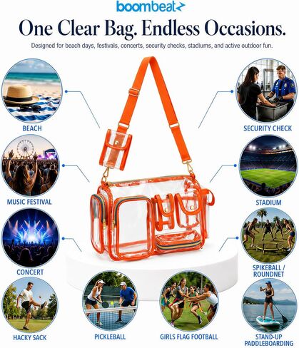 boombeatz Clear Bag Stadium Approved 12x6x12 - Clear Crossbody Purse in Kuwait