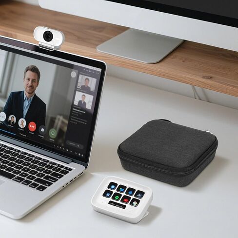 حقيبة حمل مفاتيح قابلة للتخصيص من Geekria، متوافقة مع Elgato Stream Deck Neo، حقيبة سفر واقية ذات هيكل صلب (رمادي داكن) in Kuwait