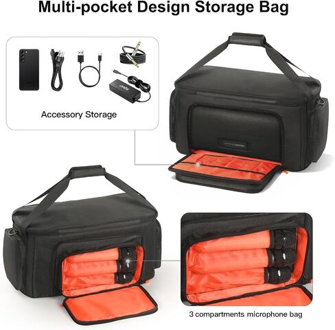 حقيبة حمل للسفر متوافقة مع JBL PartyBox On The Go 2 / On-The-Go/Essential، حقيبة واقية مبطنة مع وصول متعدد الجوانب، وجيب تخزين خارجي للميكروفون وحزام كتف in Kuwait