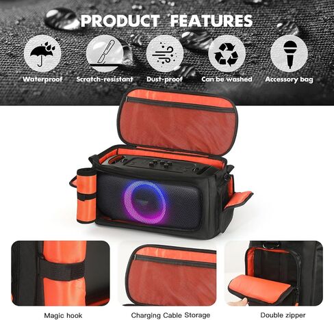 حقيبة حمل للسفر متوافقة مع JBL PartyBox On The Go 2 / On-The-Go/Essential، حقيبة واقية مبطنة مع وصول متعدد الجوانب، وجيب تخزين خارجي للميكروفون وحزام كتف in Kuwait