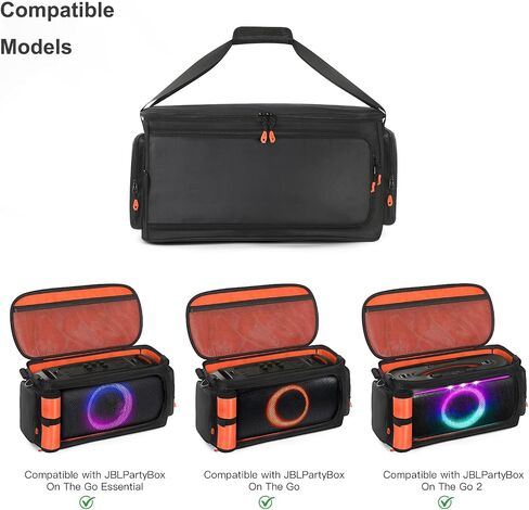 حقيبة حمل للسفر متوافقة مع JBL PartyBox On The Go 2 / On-The-Go/Essential، حقيبة واقية مبطنة مع وصول متعدد الجوانب، وجيب تخزين خارجي للميكروفون وحزام كتف in Kuwait