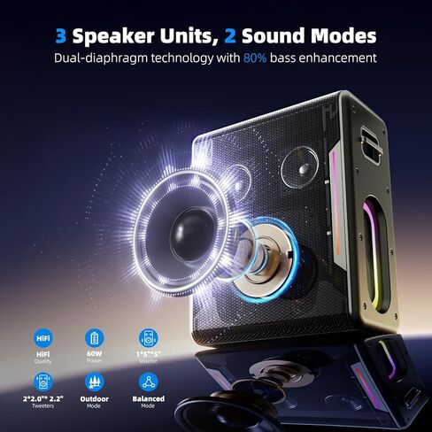 Karaoke Machine with 2 Wireless Microphones Portable Bluetooth Karaoke Machine for Adults Kids Autotune DSP Chip Karaoke Speaker with LED Lights Supports TWS TF Card USB AUX in in Kuwait