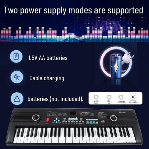 61 keys keyboard piano, Electronic Digital Piano with Built-In Speaker Microphone, Portable Keyboard Gift Teaching for Beginners, electric piano for youth in Kuwait