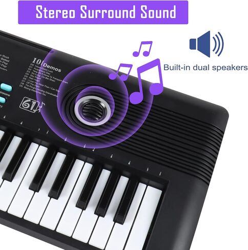 61 Key Piano Keyboard with Built-in Speaker & Microphone, Portable Electronic Digital Piano for Beginners, Ideal Musical Gift with Teaching Features in Kuwait