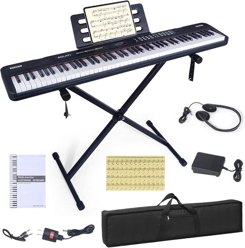 88 Key Piano Keyboard, Semi Weighted Electronic Digital Piano with Music Stand, Power Supply, Sustain Pedal, Bluetooth, Stand, MIDI, for Beginner Professional at Home, Stage in Kuwait