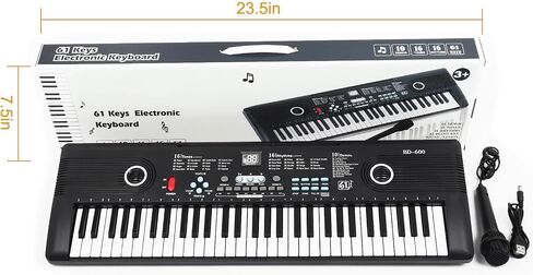 61 Key Piano Keyboard with Built-in Speaker & Microphone, Portable Electronic Digital Piano for Beginners, Ideal Musical Gift with Teaching Features in Kuwait