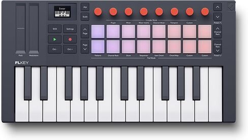 Novation FLkey 2 Mini 25 — 25-Mini-Key MIDI Controller Keyboard for FL Studio Beginners. Make Beats with USB, Pitch & Mod Strips, 16 Drum Pads, and Arpeggiator — Inc. 6 Months of FL Studio in Kuwait