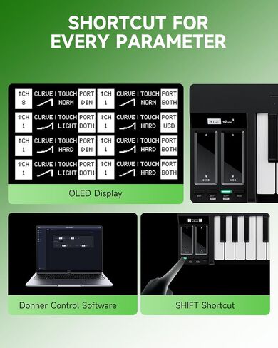 Donner KB-32M Portable MIDI Keyboard Controller – 32 Keys, with Magnetic Snap2Connect (S2C), OLED Display, USB/MIDI & DAW Software in Kuwait