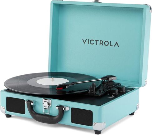 Victrola Journey Glow – Illuminated Suitcase Record Player – 18 RGB Light Effects, Stereo Speakers with Enhanced Bass, Bluetooth Streaming, (Black) in Kuwait