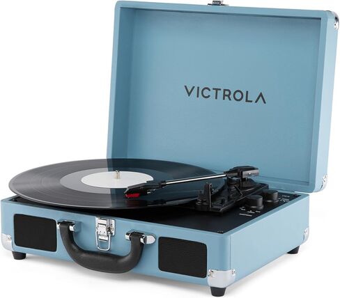 Victrola Journey Glow – Illuminated Suitcase Record Player – 18 RGB Light Effects, Stereo Speakers with Enhanced Bass, Bluetooth Streaming, (Black) in Kuwait