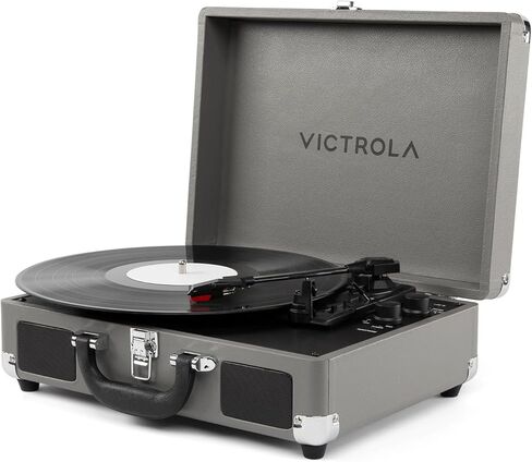 Victrola Journey Glow – Illuminated Suitcase Record Player – 18 RGB Light Effects, Stereo Speakers with Enhanced Bass, Bluetooth Streaming, (Black) in Kuwait