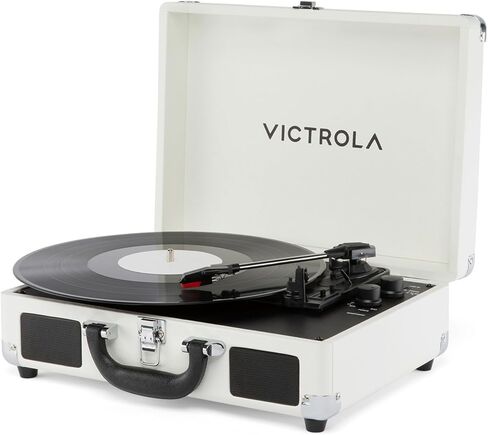 Victrola Journey Glow – Illuminated Suitcase Record Player – 18 RGB Light Effects, Stereo Speakers with Enhanced Bass, Bluetooth Streaming, (Black) in Kuwait