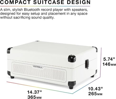 Victrola Journey Glow – Illuminated Suitcase Record Player – 18 RGB Light Effects, Stereo Speakers with Enhanced Bass, Bluetooth Streaming, (Black) in Kuwait