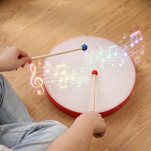 Nydotd 5 Pieces Hand Drum Set, Wooden Frame Drum Percussion Instruments with Drum Beatters 12 Inch 10 Inch 8 Inch 6 Inch 4 Inch Multicolor for Leisure Festive Musical Performances Home Party Supplies in Kuwait