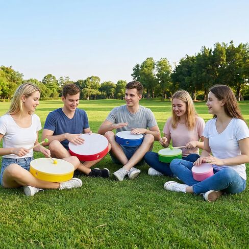 Nydotd 5 Pieces Hand Drum Set, Wooden Frame Drum Percussion Instruments with Drum Beatters 12 Inch 10 Inch 8 Inch 6 Inch 4 Inch Multicolor for Leisure Festive Musical Performances Home Party Supplies in Kuwait