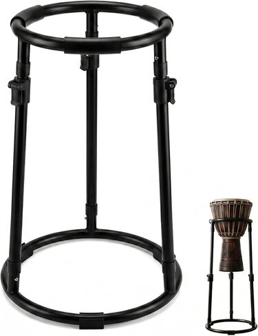 حامل من الفولاذ الكربوني المحمول قابل للتعديل لطبول Djembe الأفريقية مقاس 8.5-12 بوصة، حامل قوي قابل للطي مع إعداد سريع للتمرين والأداء بدون استخدام اليدين in Kuwait