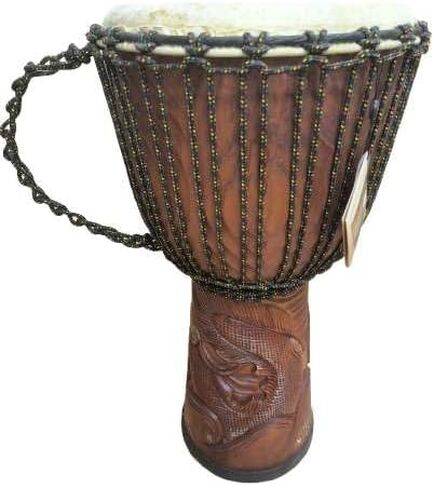 Djembe Standard Dragon, 26" tall, 12-13" head | Handmade drum with natural materials; warm, resonant sound for beginners, performers, and percussion practice. in Kuwait
