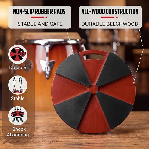 Fumete 13 x 13 Inches Conga Sound Platforms Percussion with Non-slip Rubber Feet Sound Enhancement for Stage Performances Recording Studio Rehearsals Home Practice Red in Kuwait