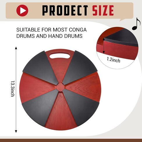 Fumete 13 x 13 Inches Conga Sound Platforms Percussion with Non-slip Rubber Feet Sound Enhancement for Stage Performances Recording Studio Rehearsals Home Practice Red in Kuwait