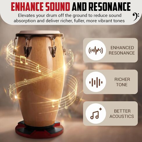 Fumete 13 x 13 Inches Conga Sound Platforms Percussion with Non-slip Rubber Feet Sound Enhancement for Stage Performances Recording Studio Rehearsals Home Practice Red in Kuwait