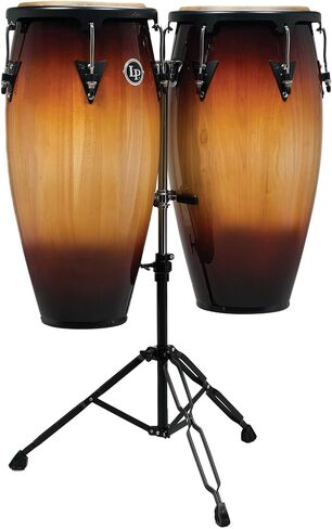 Latin Percussion LP Aspire Wood Congas 11" & 12" Set with Double Stand - Vintage Sunburst/Black in Kuwait