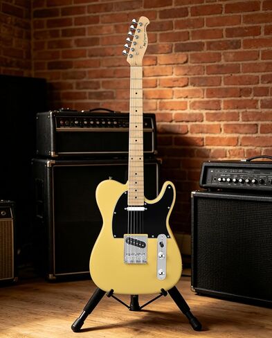 Leo Jaymz Beginner Electric Guitar Complete Kit with Portable Amp, Padded Gig Bag & Full Accessories, Maple Neck (TL-Vintage Yellow) in Saudi Arabia