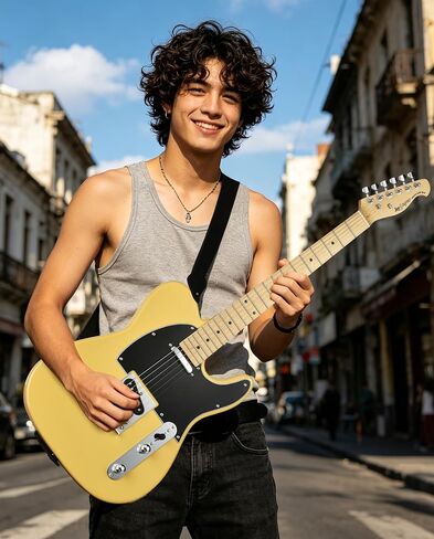 Leo Jaymz Beginner Electric Guitar Complete Kit with Portable Amp, Padded Gig Bag & Full Accessories, Maple Neck (TL-Vintage Yellow) in Saudi Arabia