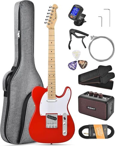 Leo Jaymz Beginner Electric Guitar Complete Kit with Portable Amp, Padded Gig Bag & Full Accessories, Maple Neck (TL-Vintage Yellow) in Saudi Arabia
